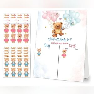 Gender Reveal Voting Board with Teddy Bear Design